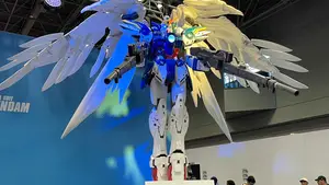 The Bandai Namco booth featured large Gundam.